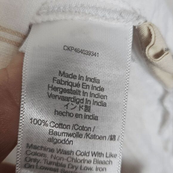 Madewell Dolman Boxy Striped Split V neck Oversized Cotton Short Sleeve Shirt Wo - Picture 4 of 4